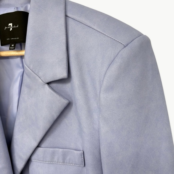 7 For All Mankind Faux Leather Cropped Jacket Sz Medium Lavender Double Breasted - Picture 5 of 13